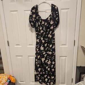 Zenobia Black and White Floral Dress